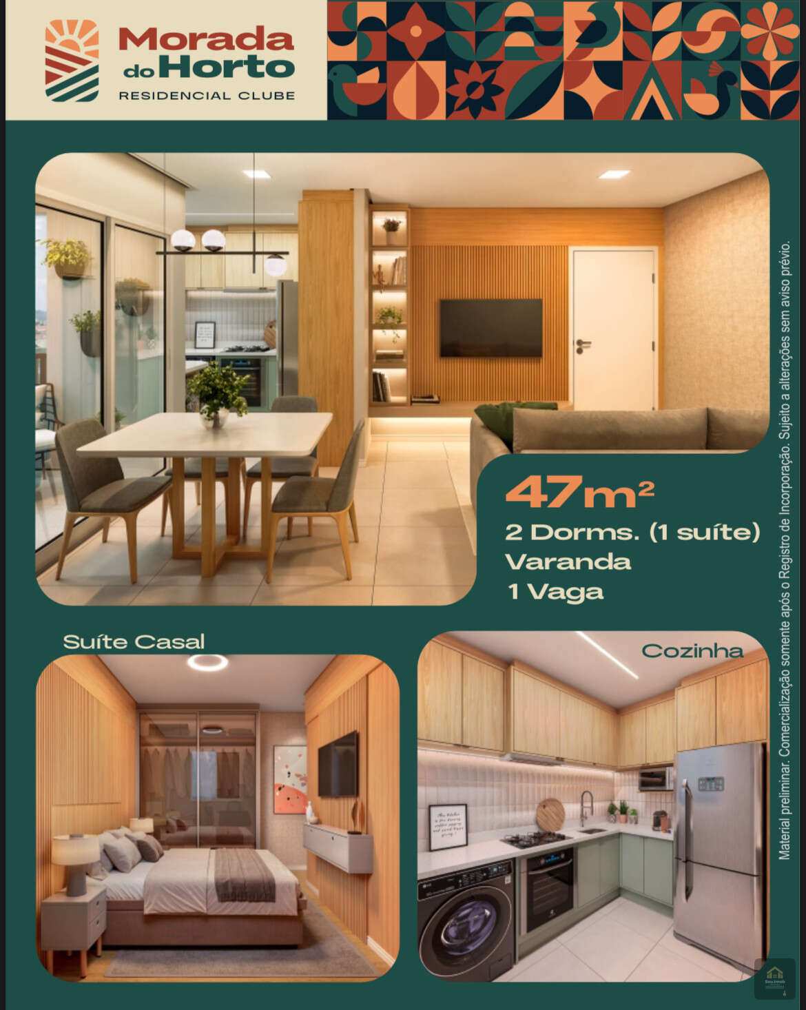 Apartamento à venda, no Residencial Morada do Horto,  em Sorocaba, Caguassu, com 2 quartos, 47,25m² - Daniela Dias dos Santos Negócios Imobiliários