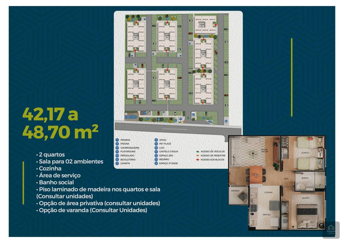 Apartamento com 2 quartos, 42,17m², à venda em Sorocaba, Caguassu - Daniela Dias dos Santos Negócios Imobiliários