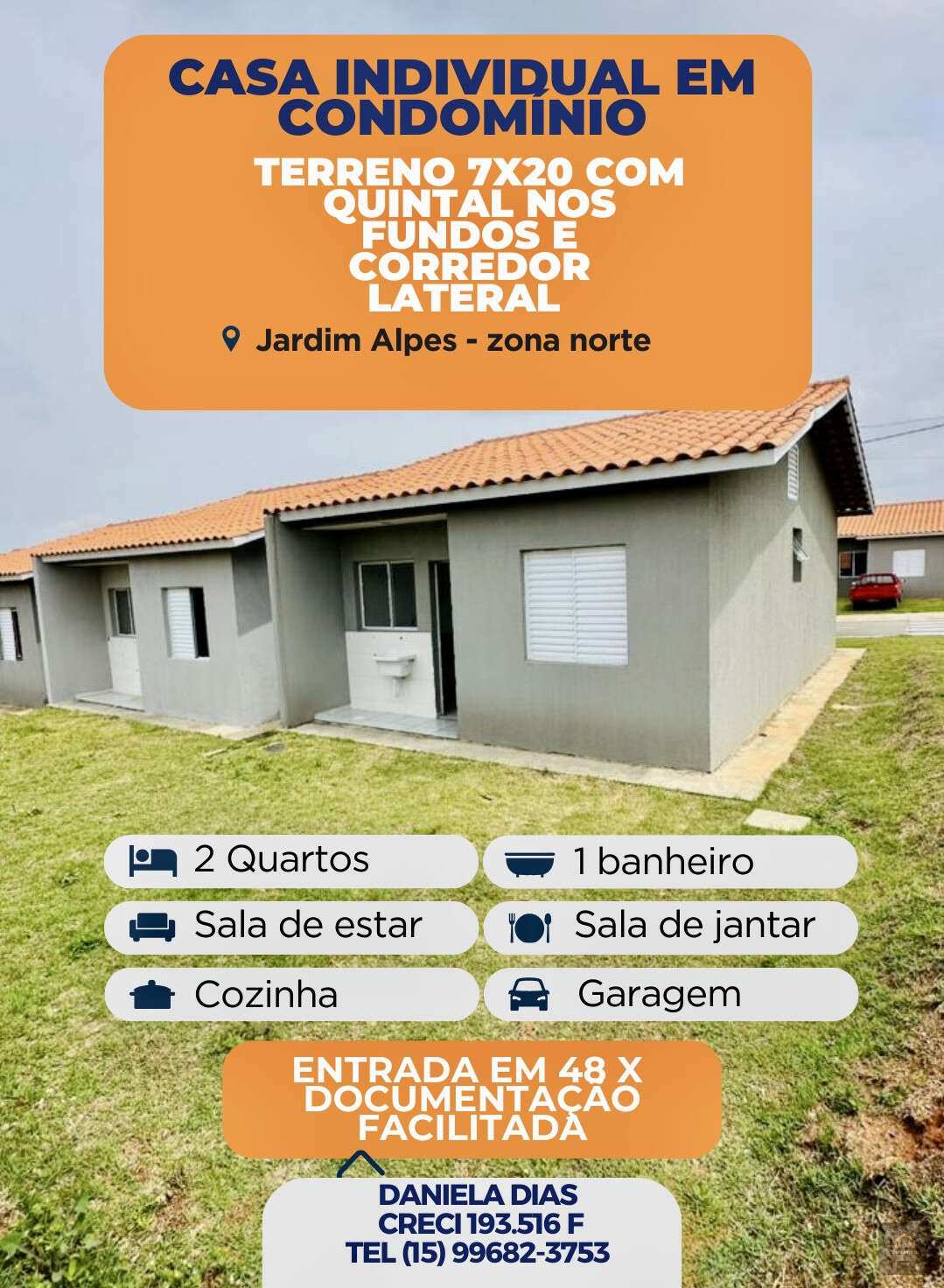 Casa de condomínio à venda, no Vila Europa - Residencial França e Residencial Portugal em Sorocaba, Parque Vitória Régia, com 2 quartos, 49,80m² - Daniela Dias dos Santos Negócios Imobiliários